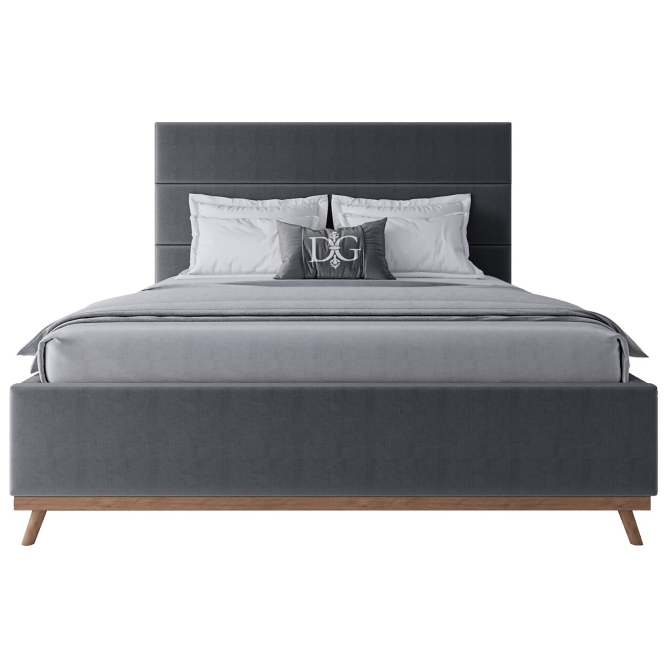 Кровать двуспальная 160х200 серая Cooper Charcoal - изображение 2