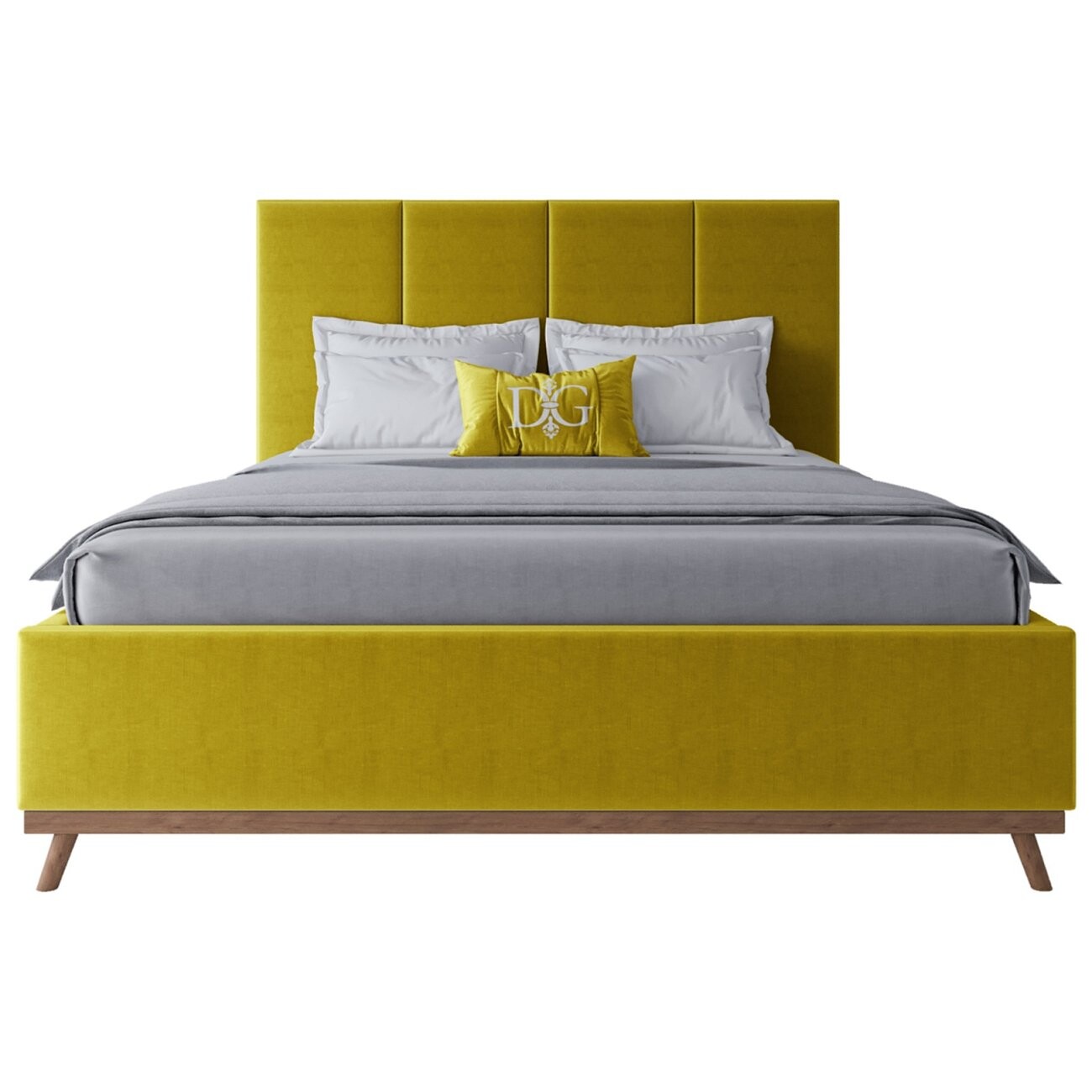 Кровать двуспальная 180х200 желтая Carter Gold - изображение 2