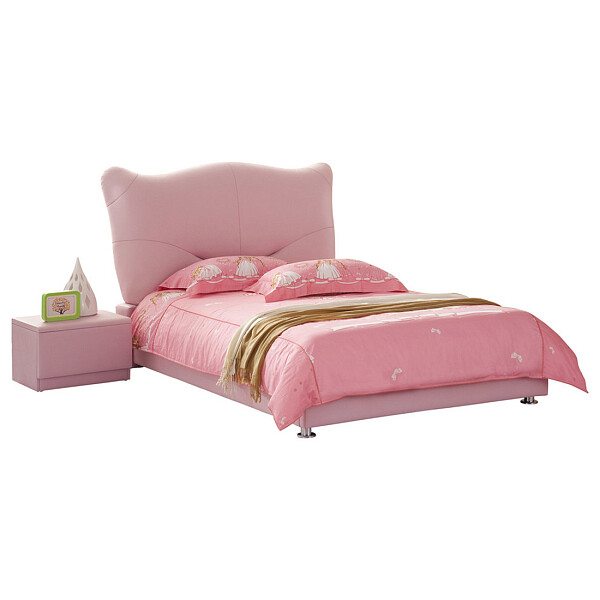 Кровать односпальная 90х200 Pink Leather Kitty розовая - изображение 1