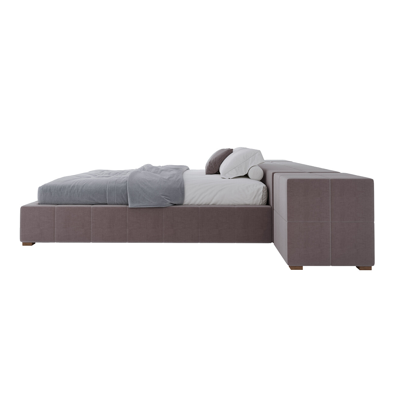 Кровать двуспальная с двумя пуфами 160х200 розовая Squaring Isola Alta - изображение 3