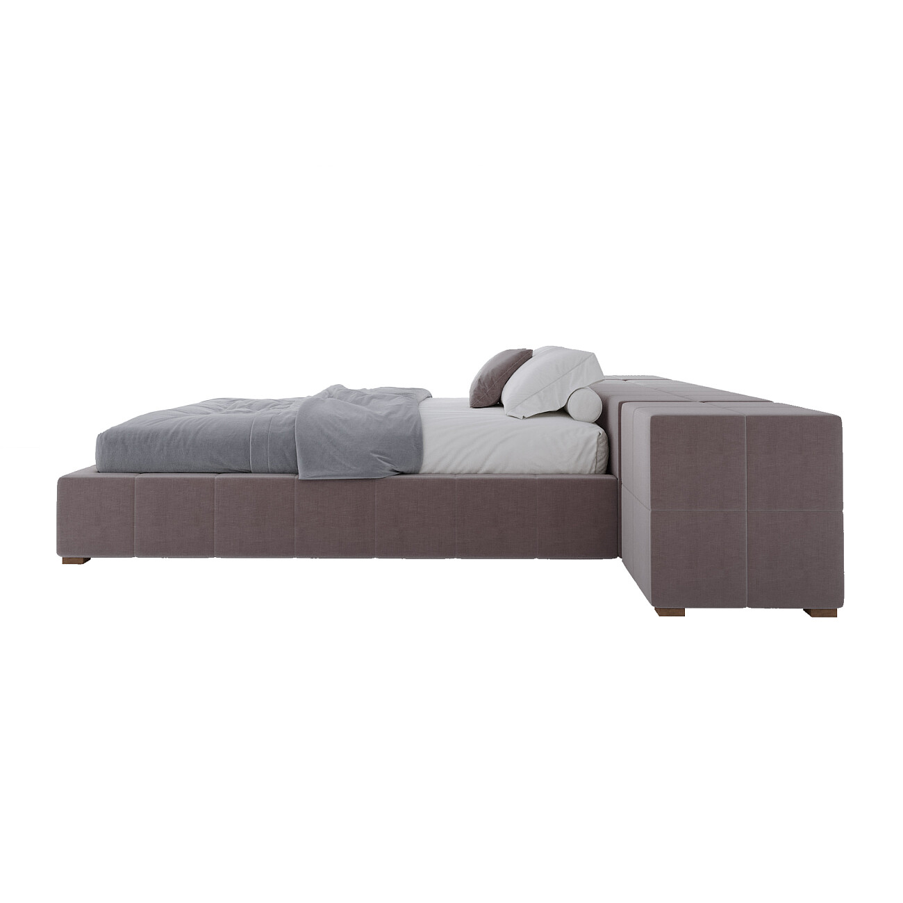 Кровать двуспальная 180х200 розовая с двумя пуфами Squaring Isola Alta - изображение 3