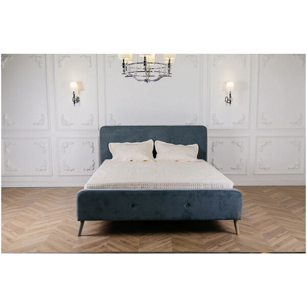 Кровать односпальная 90х200 Button Tufted Flannelette Gray серая - изображение 1