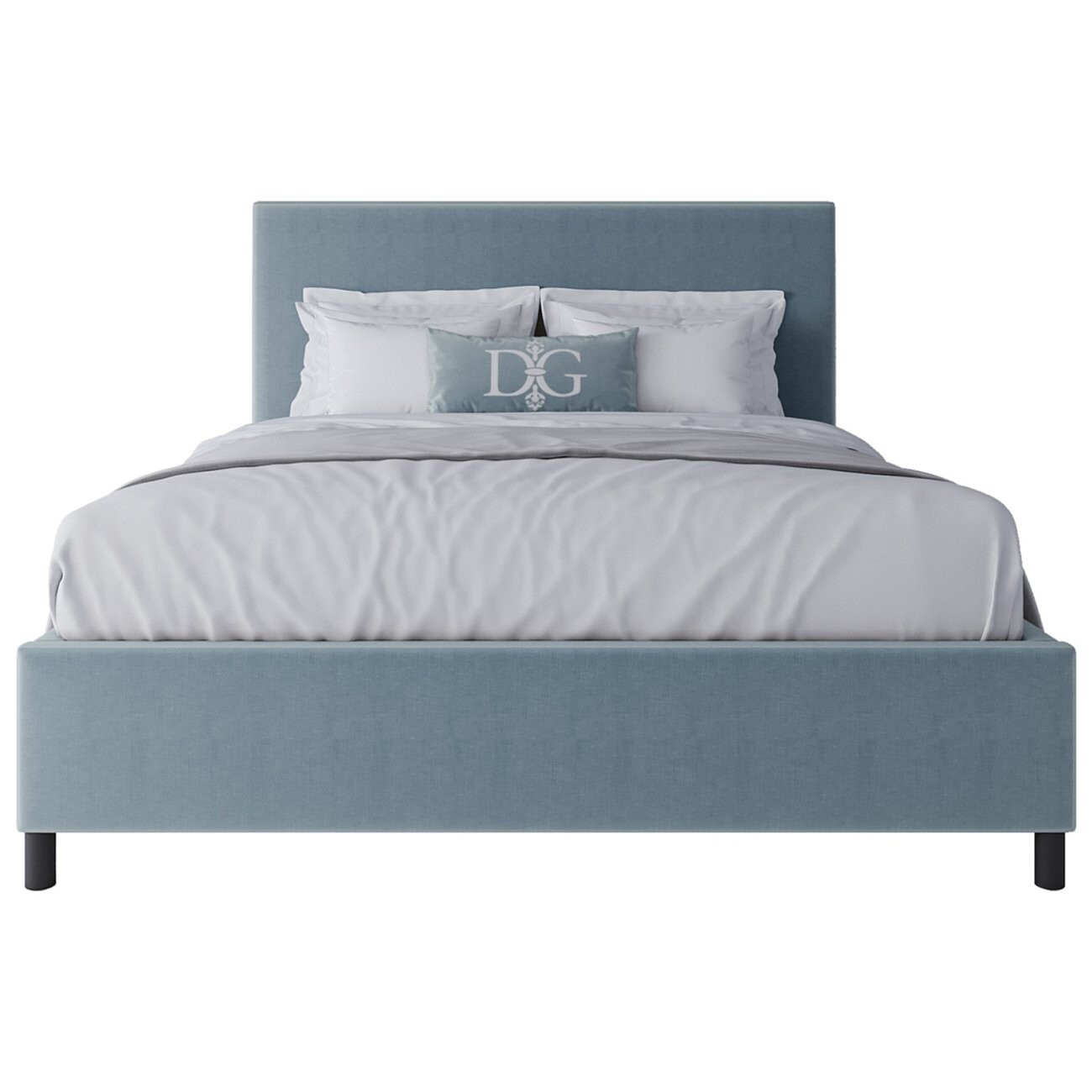 Кровать двуспальная 160х200 голубая Novac Platform - изображение 2