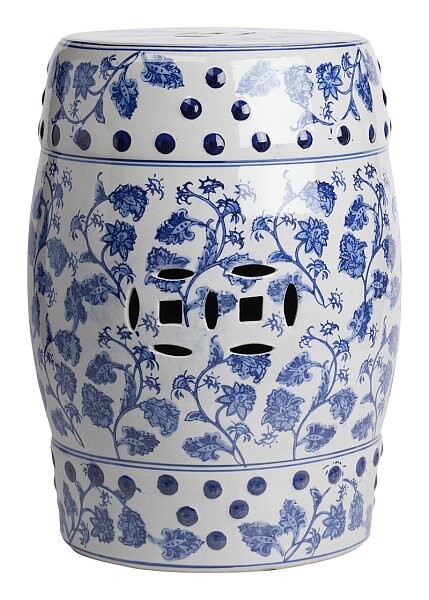 Табурет круглый керамический белый с росписью Garden Stool Fleur - изображение 1