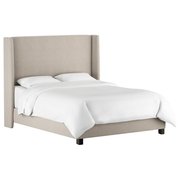 Кровать двуспальная 160х200 бежевая Kelly Wingback Gray Velvet - изображение 1