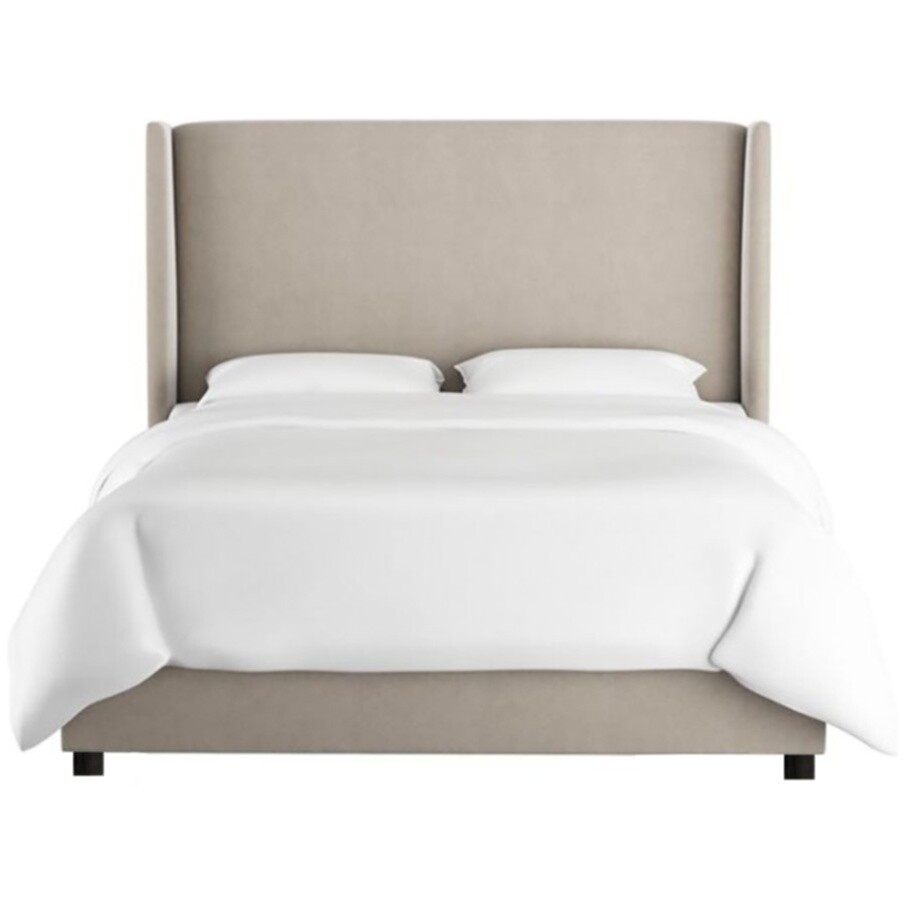 Кровать двуспальная 180х200 бежевая Kelly Wingback Gray Velvet - изображение 2