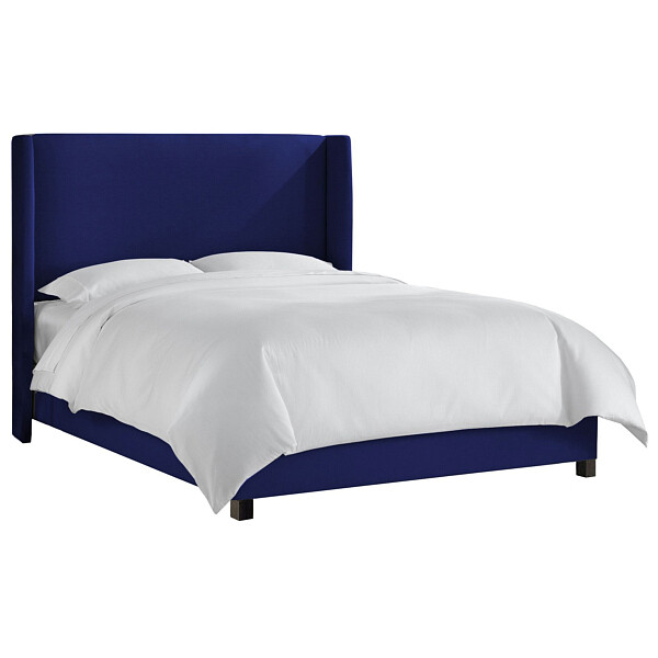 Кровать двуспальная 180х200 синяя Kelly Wingback Blue Velvet - изображение 1