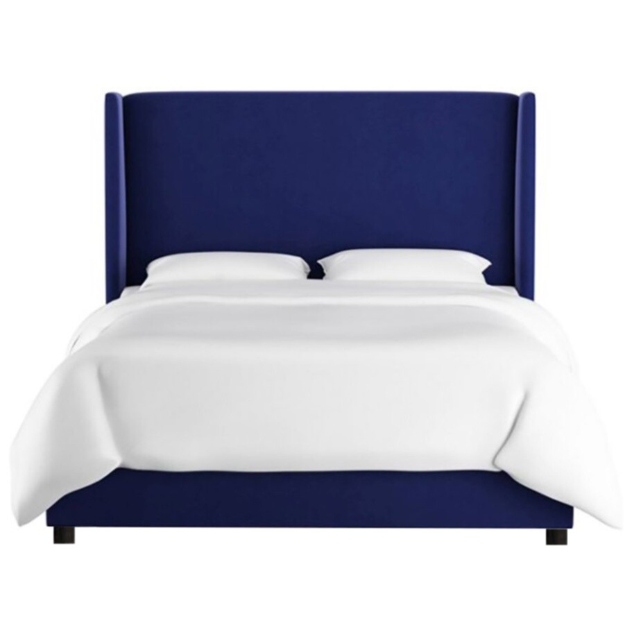 Кровать двуспальная 180х200 синяя Kelly Wingback Blue Velvet - изображение 2