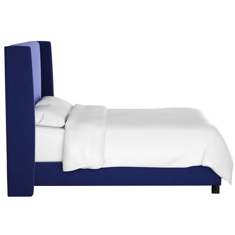 Кровать двуспальная 180х200 синяя Kelly Wingback Blue Velvet - изображение 3