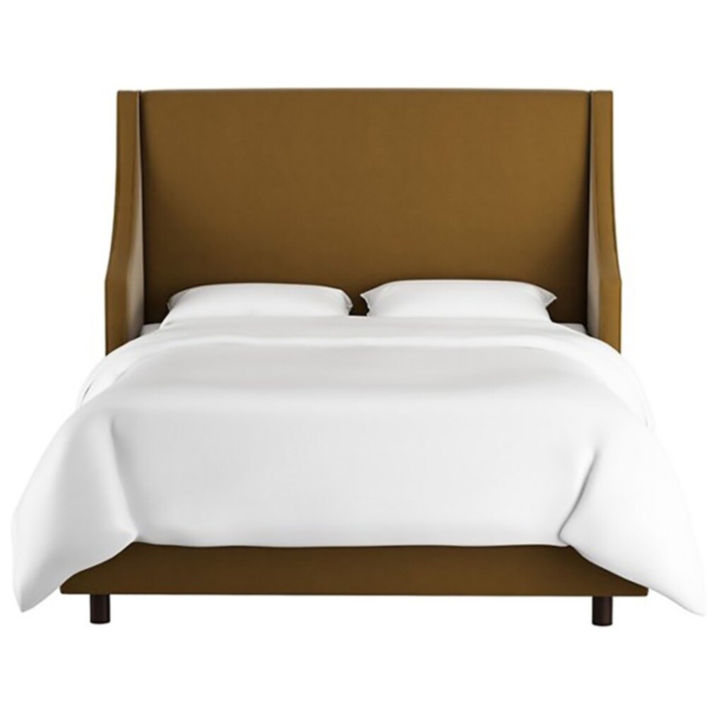 Кровать двуспальная 180х200 коричневая Davis Wingback Sand Velvet - изображение 2