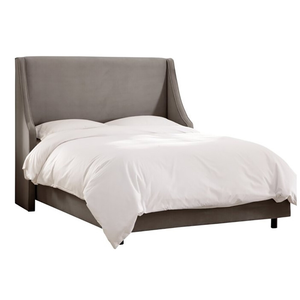 Кровать двуспальная 180х200 серая Davis Wingback Smoke Velvet - изображение 2