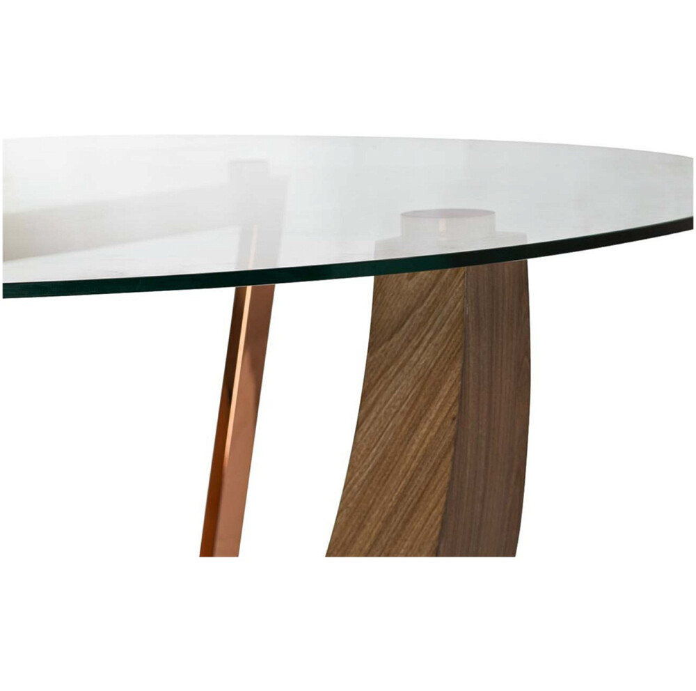 Обеденный стол стеклянный круглый с деревянным основанием 122 см Lion