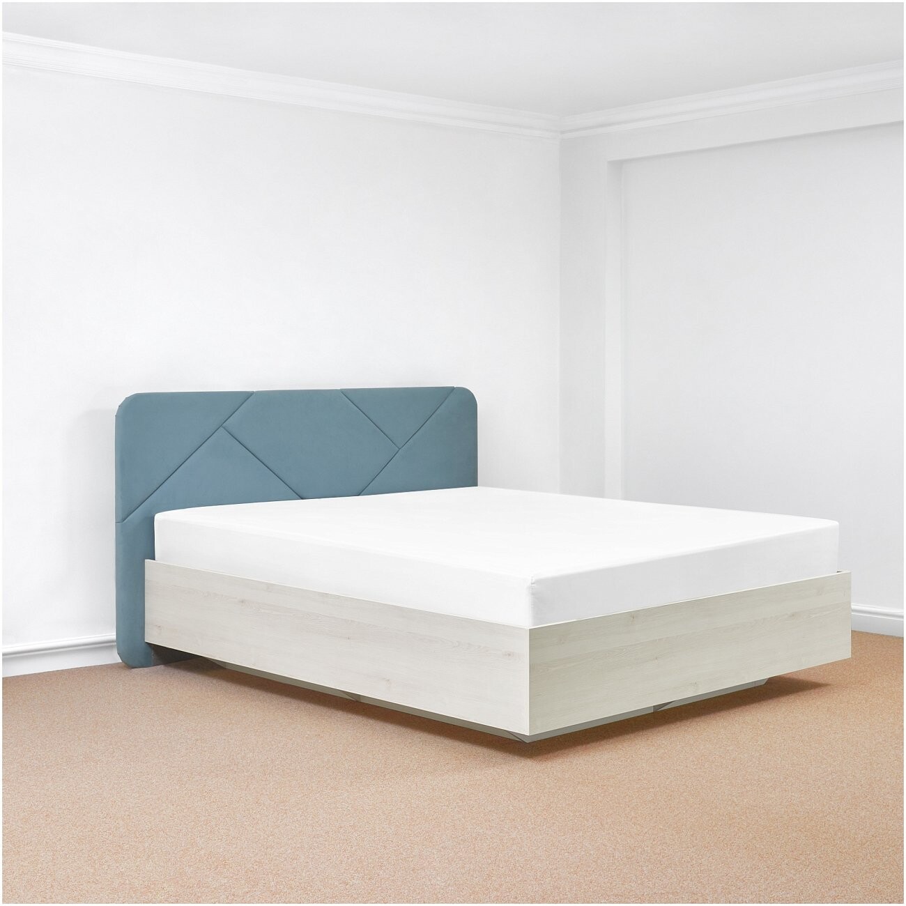 Кровать двуспальная с подъемным механизмом и ящиком для белья 160х200 серо-зеленая, сосна Fly - изображение 2