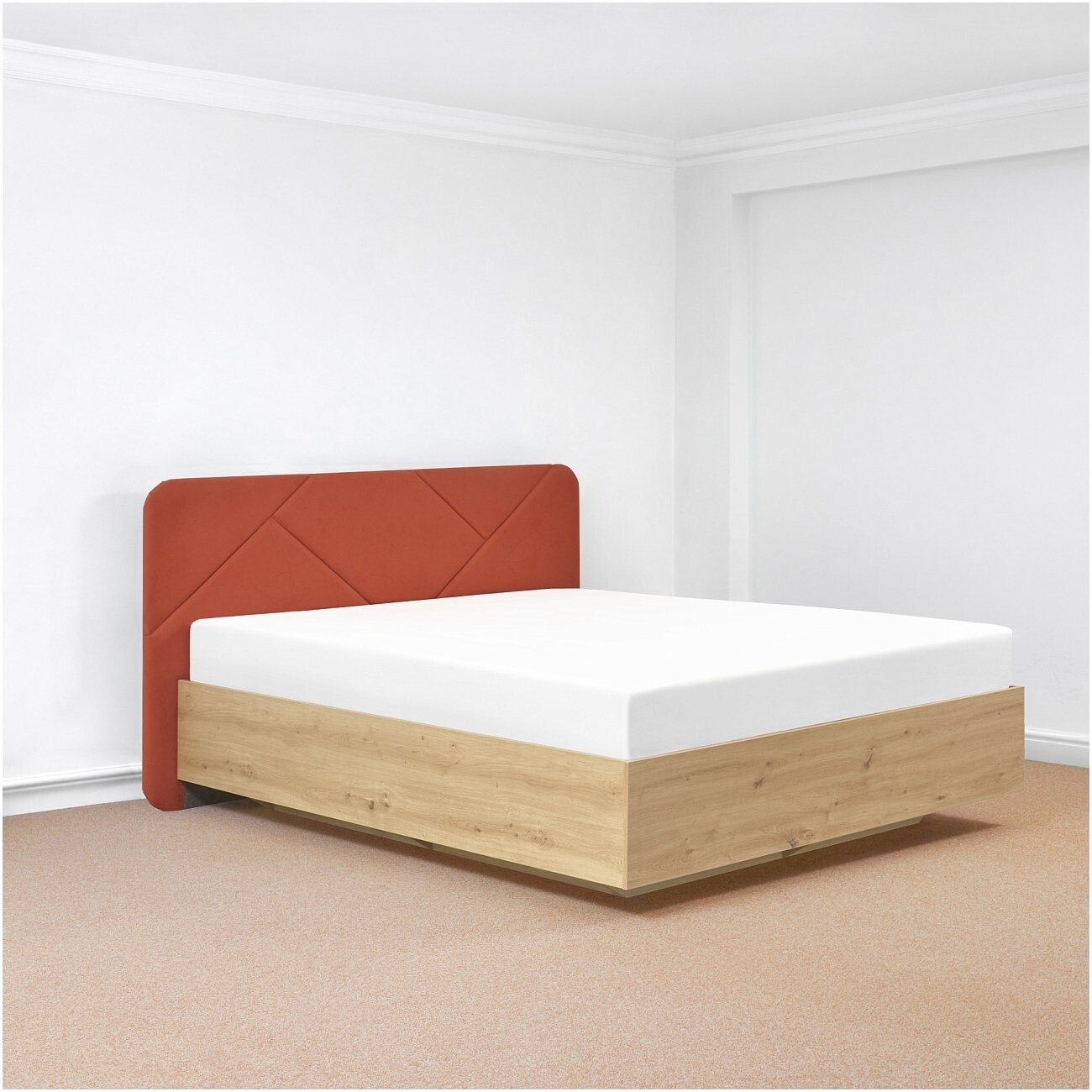 Кровать двуспальная с подъемным механизмом и ящиком для белья 160х200 оранжевая, дикий дуб Fly - изображение 3