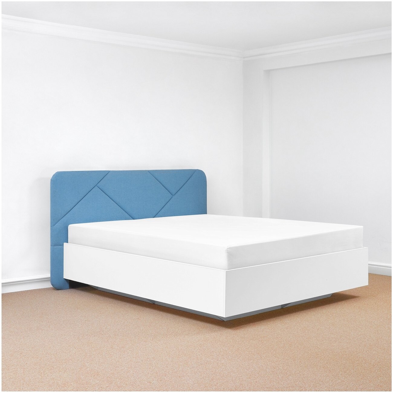 Кровать двуспальная с подъемным механизмом и ящиком для белья 160х200 голубая, белая Fly - изображение 2