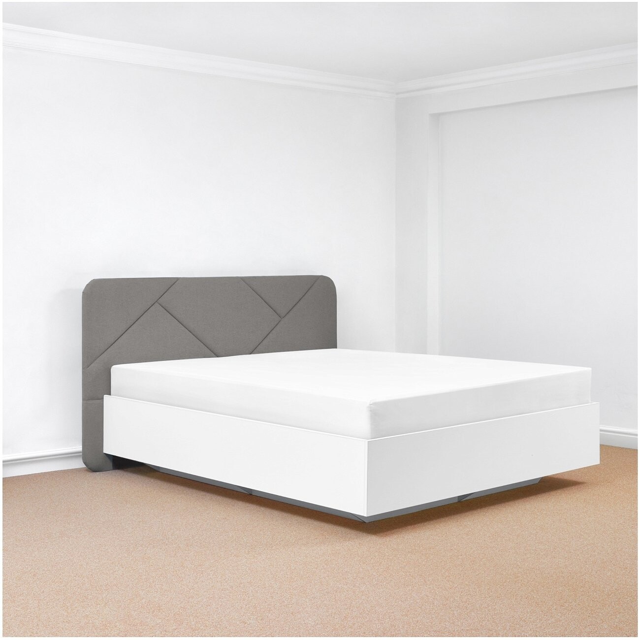 Кровать двуспальная с подъемным механизмом и ящиком для белья 160х200 серая, белая Fly - изображение 2