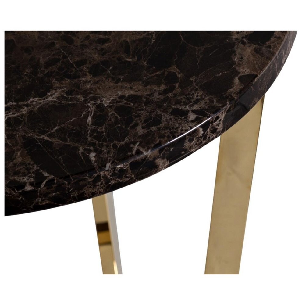 Приставной столик круглый с золотым основанием 55 см Dark Emperador