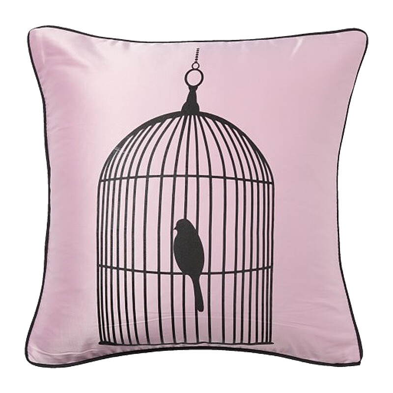 Подушка с птичкой в клетке Birdie In A Cage Pink