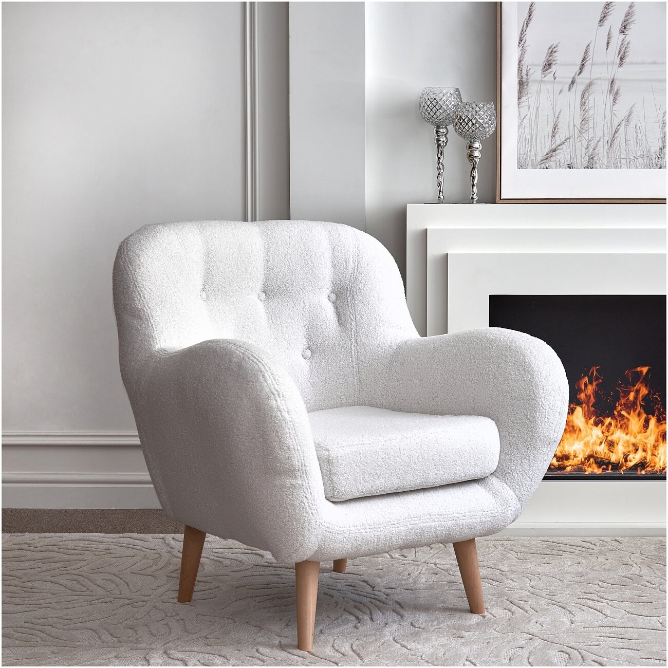 Кресло с мягкими подлокотниками меховое "Релакс", белое - изображение 2