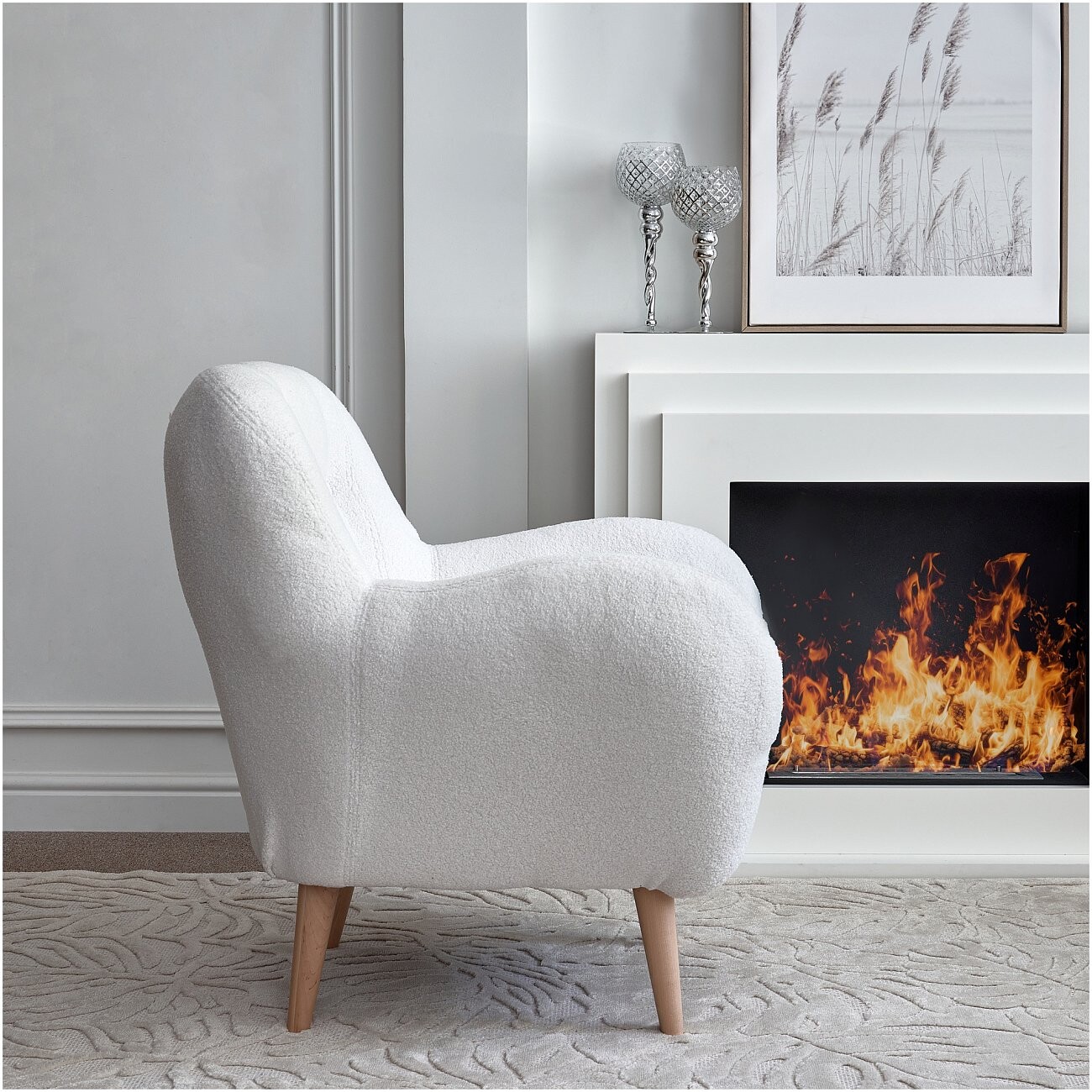 Кресло с мягкими подлокотниками меховое "Релакс", белое - изображение 3