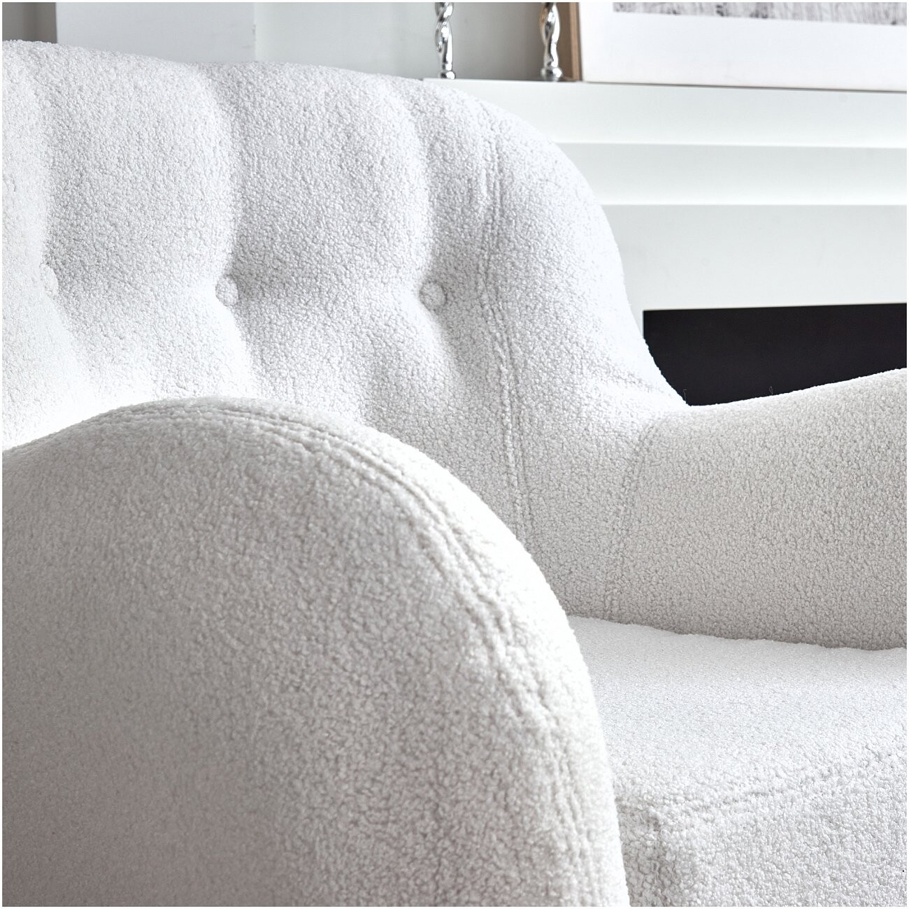 Кресло с мягкими подлокотниками меховое "Релакс", белое - изображение 6