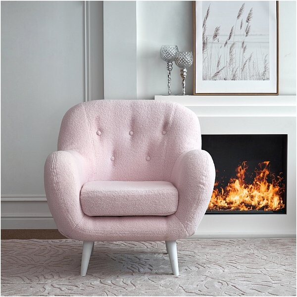 Кресло с мягкими подлокотниками меховое "Релакс", нежно-розовое - изображение 1
