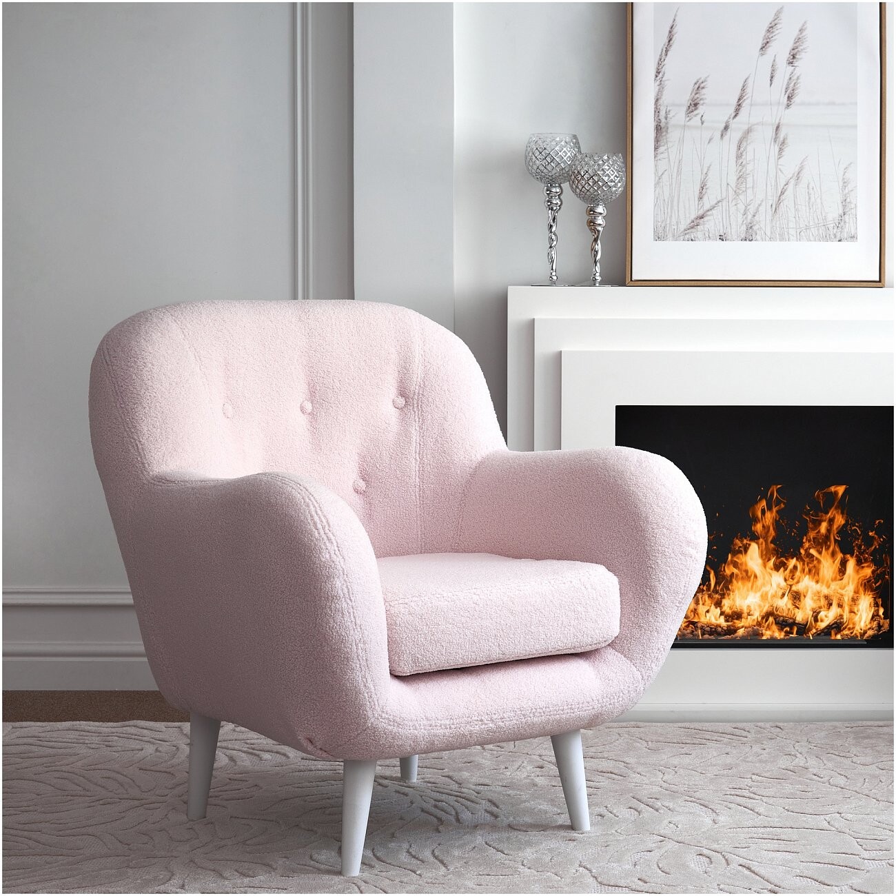 Кресло с мягкими подлокотниками меховое "Релакс", нежно-розовое - изображение 5