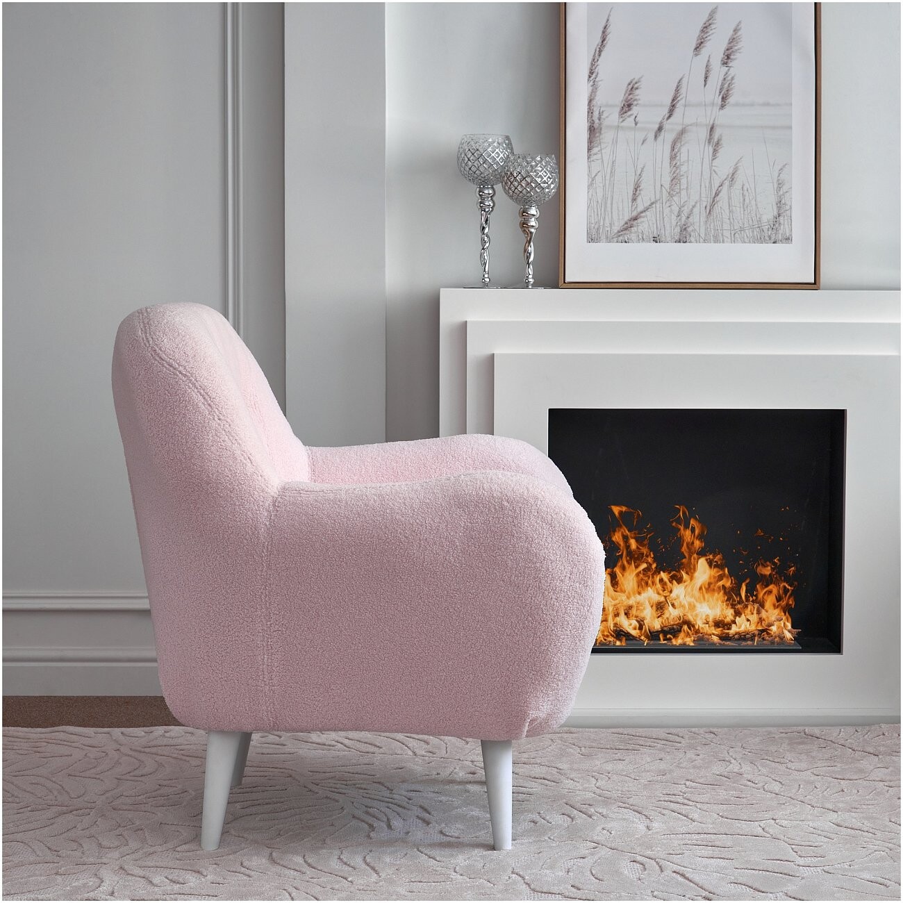 Кресло с мягкими подлокотниками меховое "Релакс", нежно-розовое - изображение 6