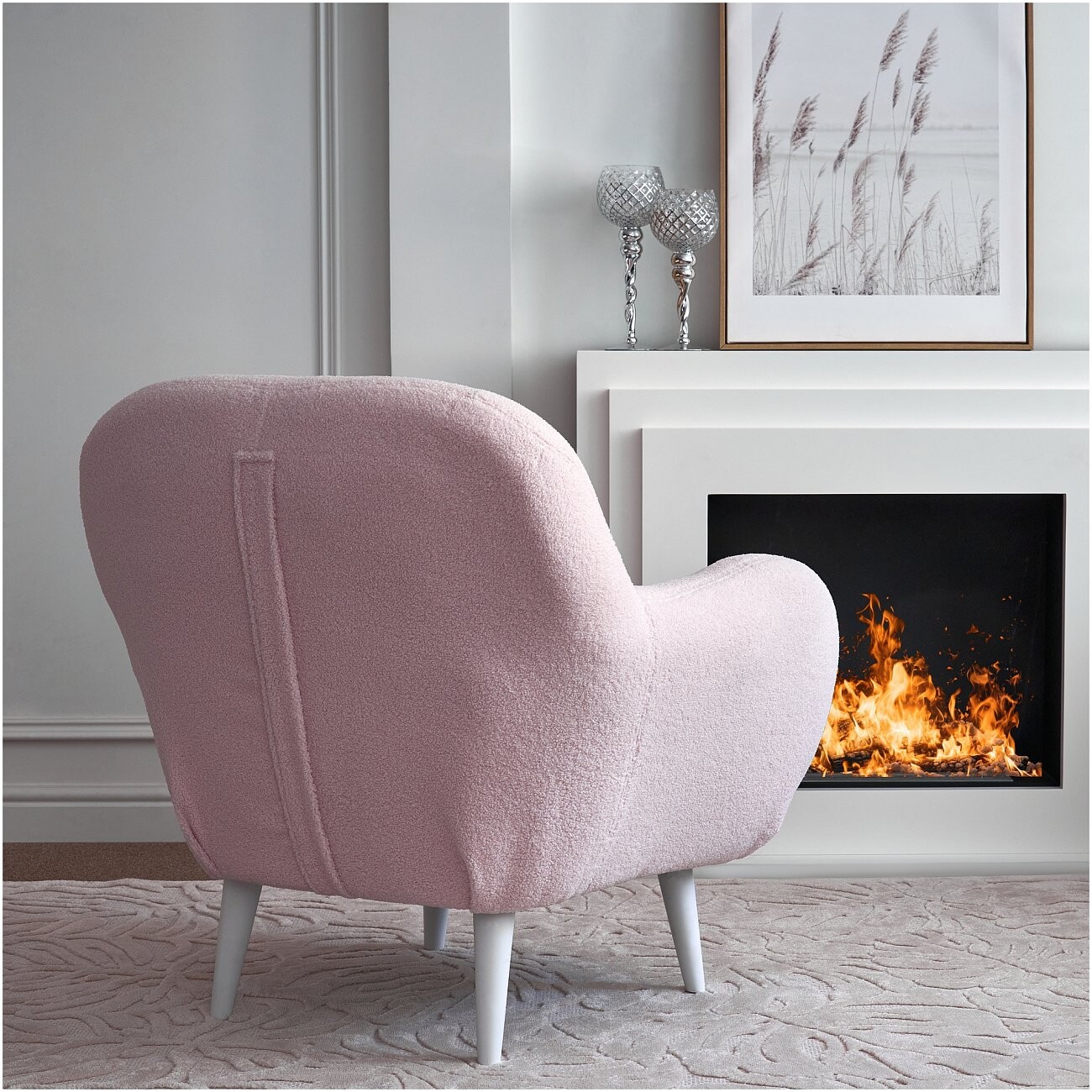 Кресло с мягкими подлокотниками меховое "Релакс", нежно-розовое - изображение 7