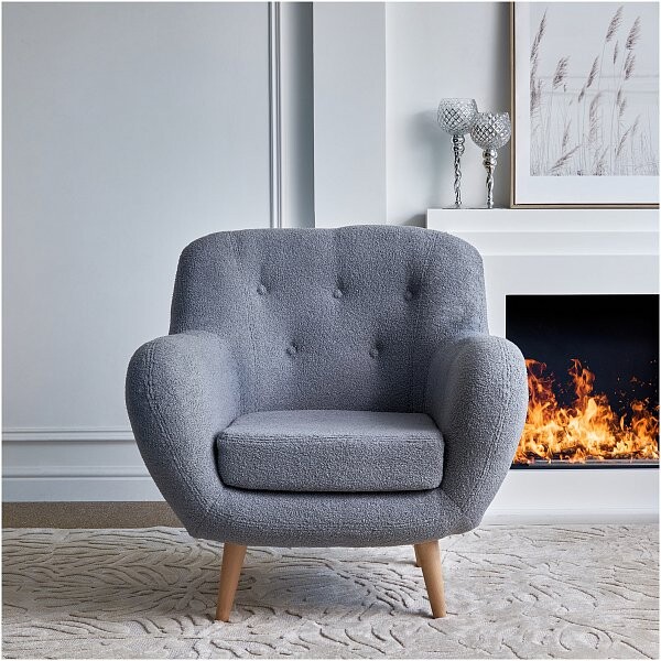 Кресло с мягкими подлокотниками меховое "Релакс", серо-голубое - изображение 1