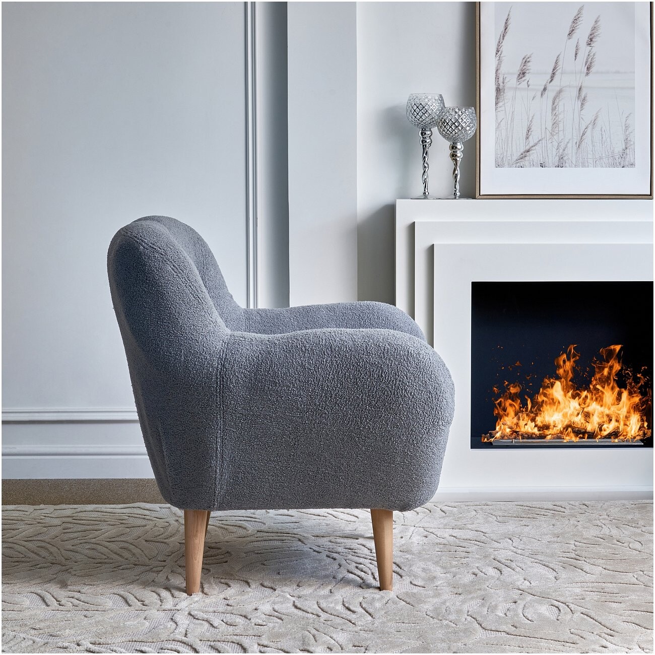 Кресло с мягкими подлокотниками меховое "Релакс", серо-голубое - изображение 3