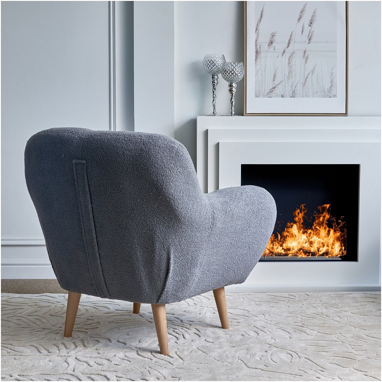 Кресло с мягкими подлокотниками меховое "Релакс", серо-голубое - изображение 4