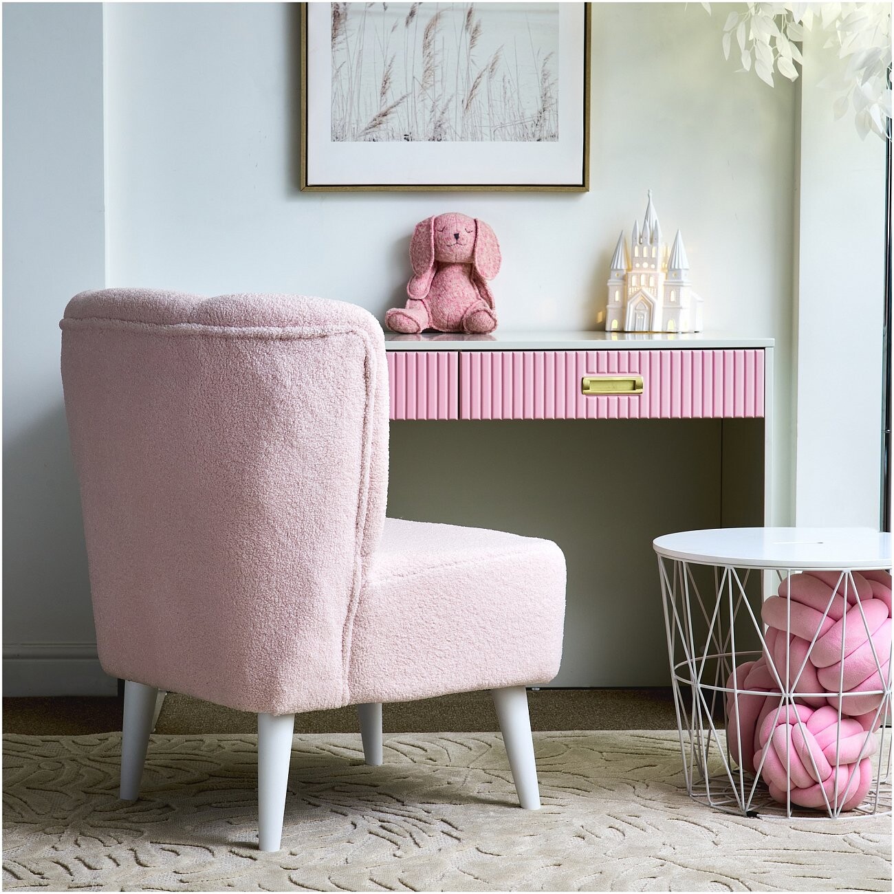 Кресло мягкое меховое "Элит", нежно-розовое - изображение 2