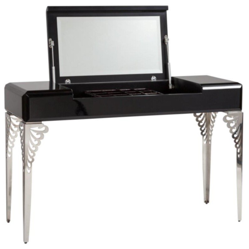 Туалетный столик с зеркалом  и металлическими ножками черный Triangl Black One - изображение 3