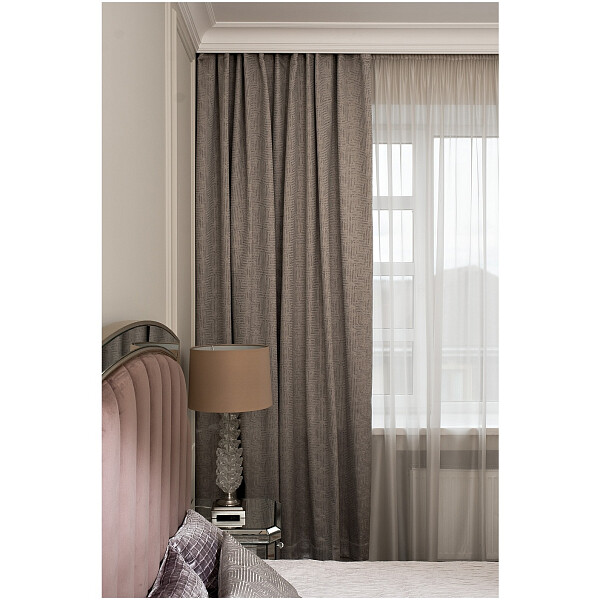 Портьера из жаккарда 275х260 см серая Gloss 121GD-00005-1 - изображение 1