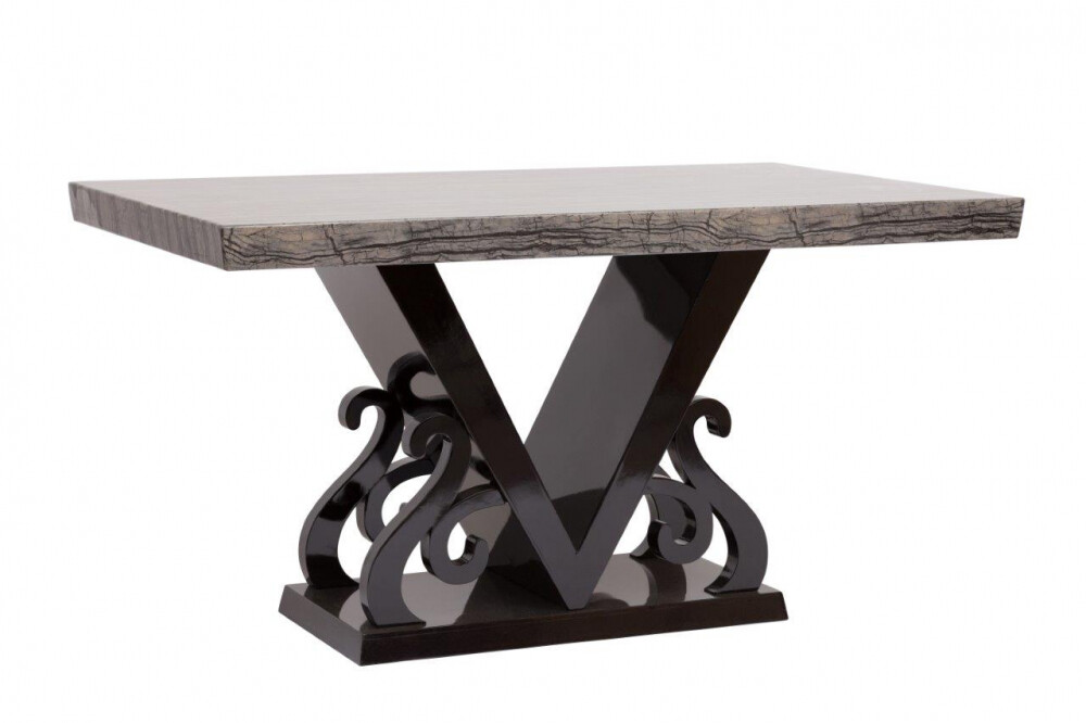 Обеденный стол прямоугольный с серым мраморным топом 160 см Binari Grande