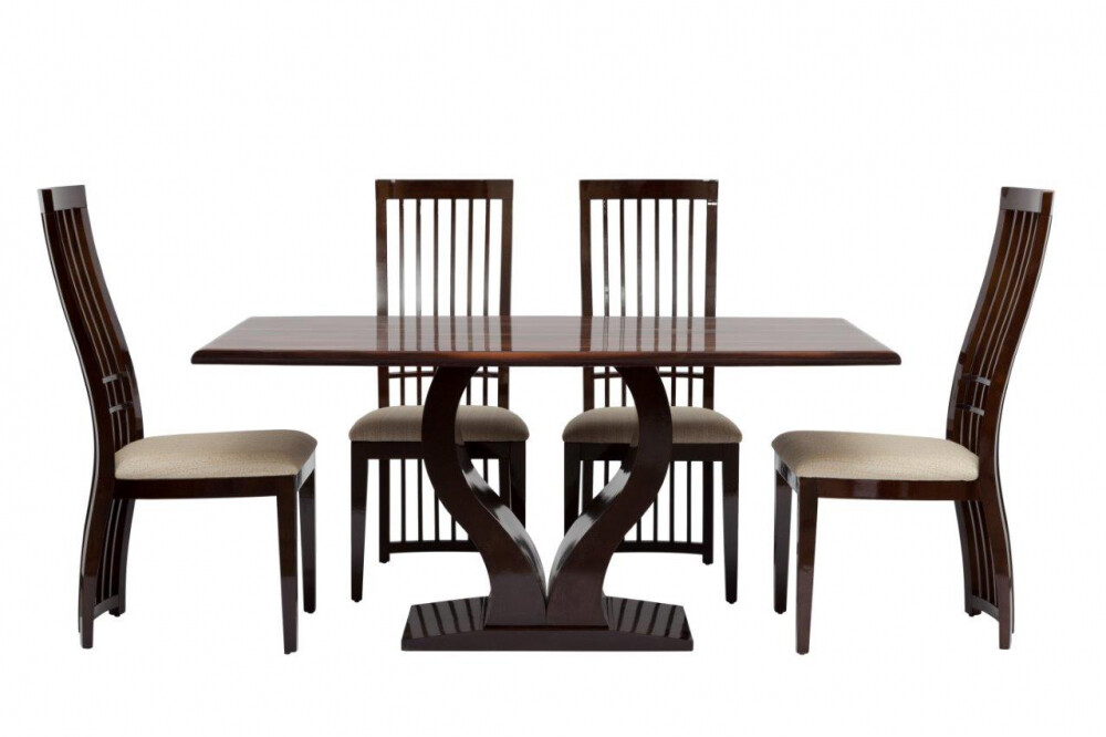 Обеденный стол прямоугольный коричневый с мраморным топом 160 см Hardwood Grande