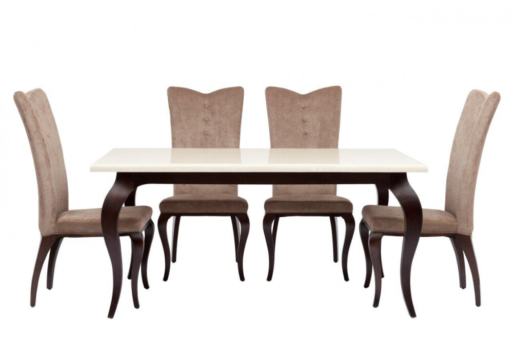 Обеденный стол прямоугольный с бежевым мраморным топом 140 см Riviere Medio