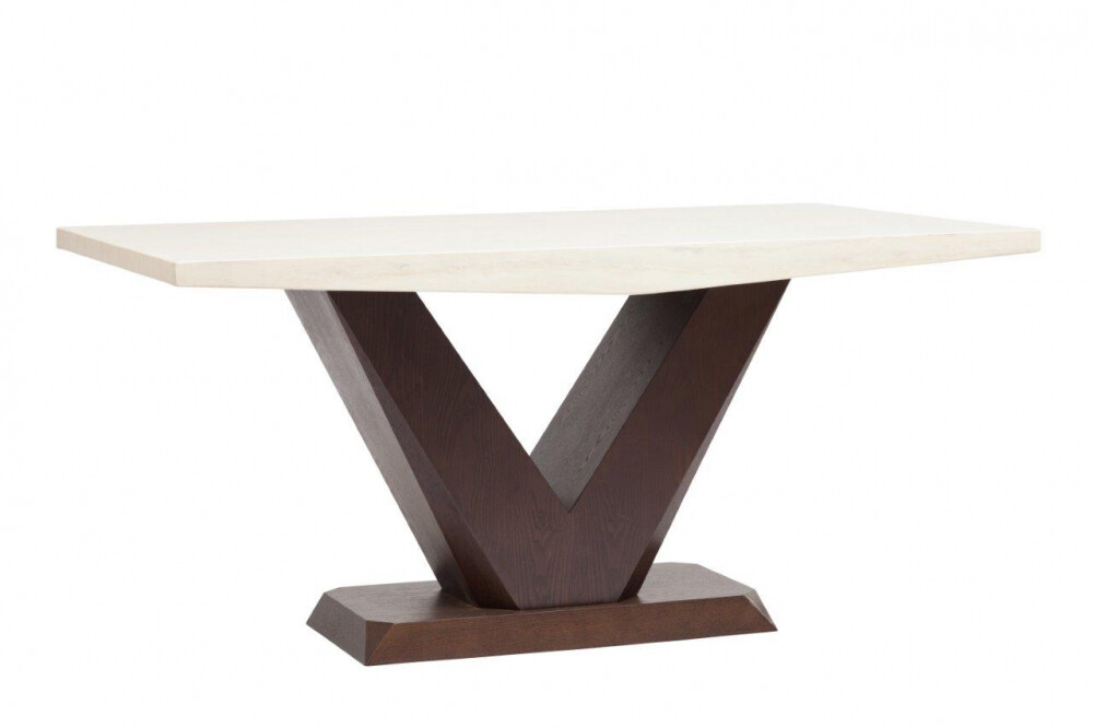 Обеденный стол прямоугольный с бежевым мраморным топом 160 см Arrondi Grande