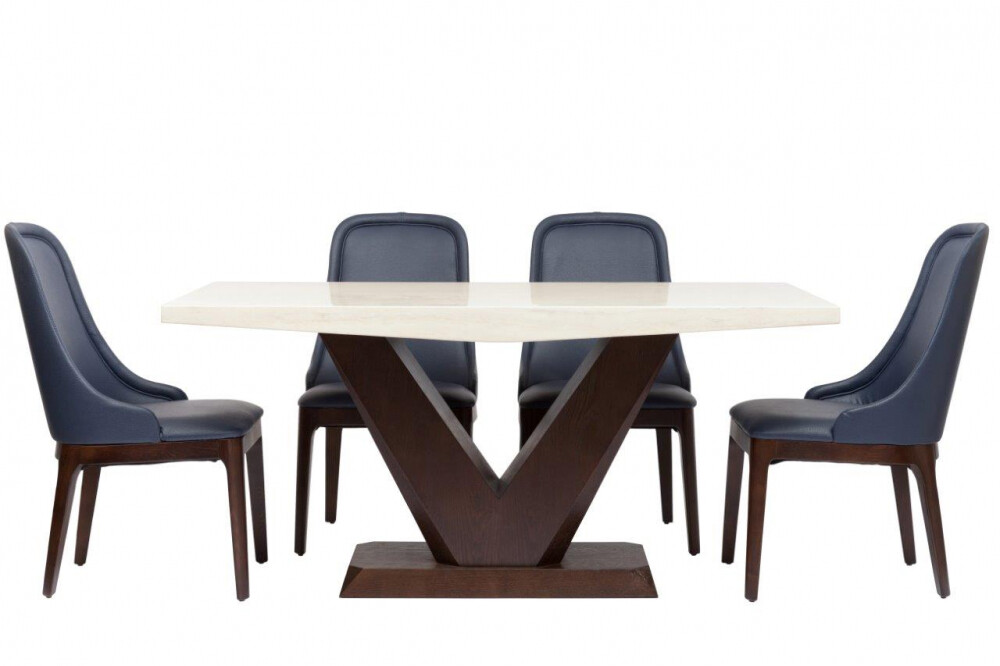 Обеденный стол прямоугольный с бежевым мраморным топом 160 см Arrondi Grande