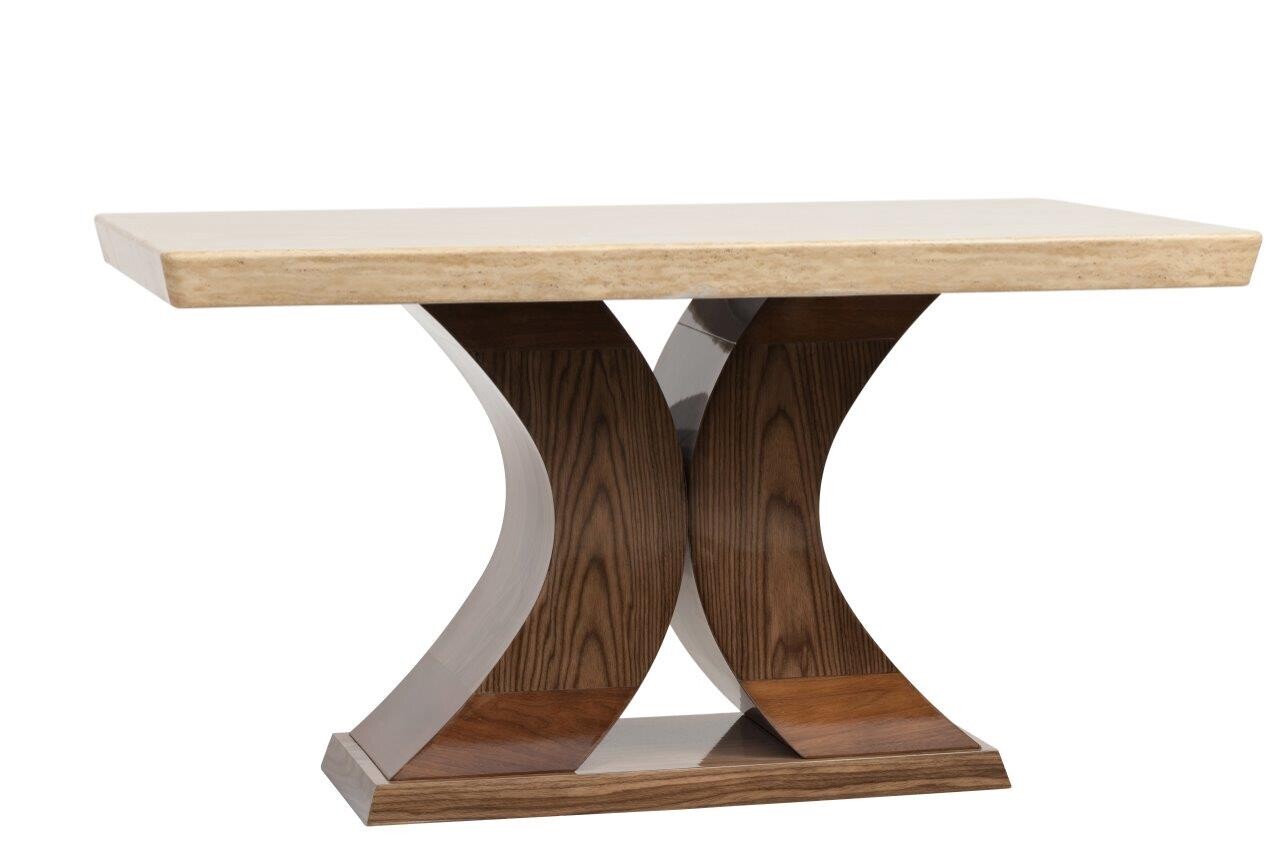 Обеденный стол прямоугольный с бежевым мраморным топом 140 см Fabrice Medio - изображение 2