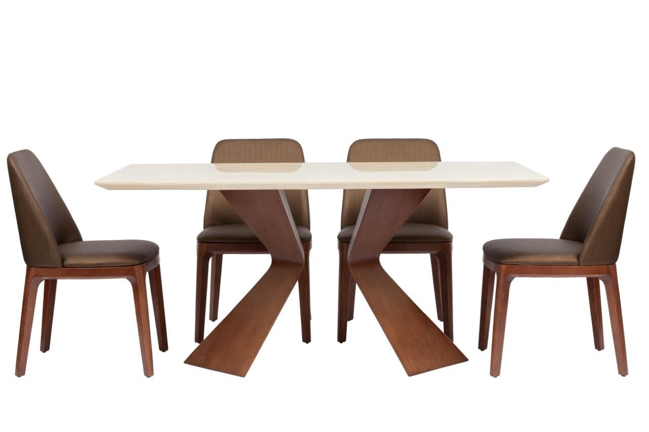 Обеденный стол прямоугольный с бежевым мраморным топом 160 см Starck Grande - изображение 3