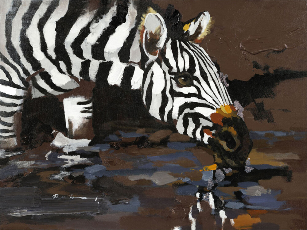Картина на холсте 90х120 см "Зебры у водопоя"