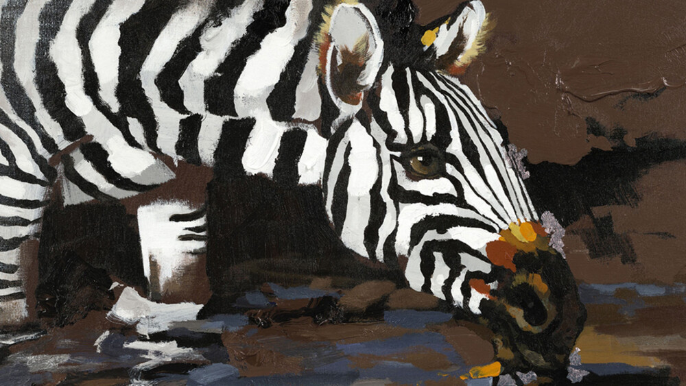 Картина на холсте 90х120 см "Зебры у водопоя"