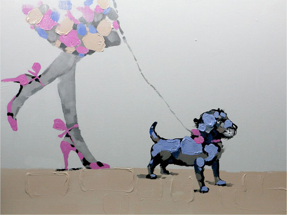Картина на холсте 90х120 см "Девочка и собака"