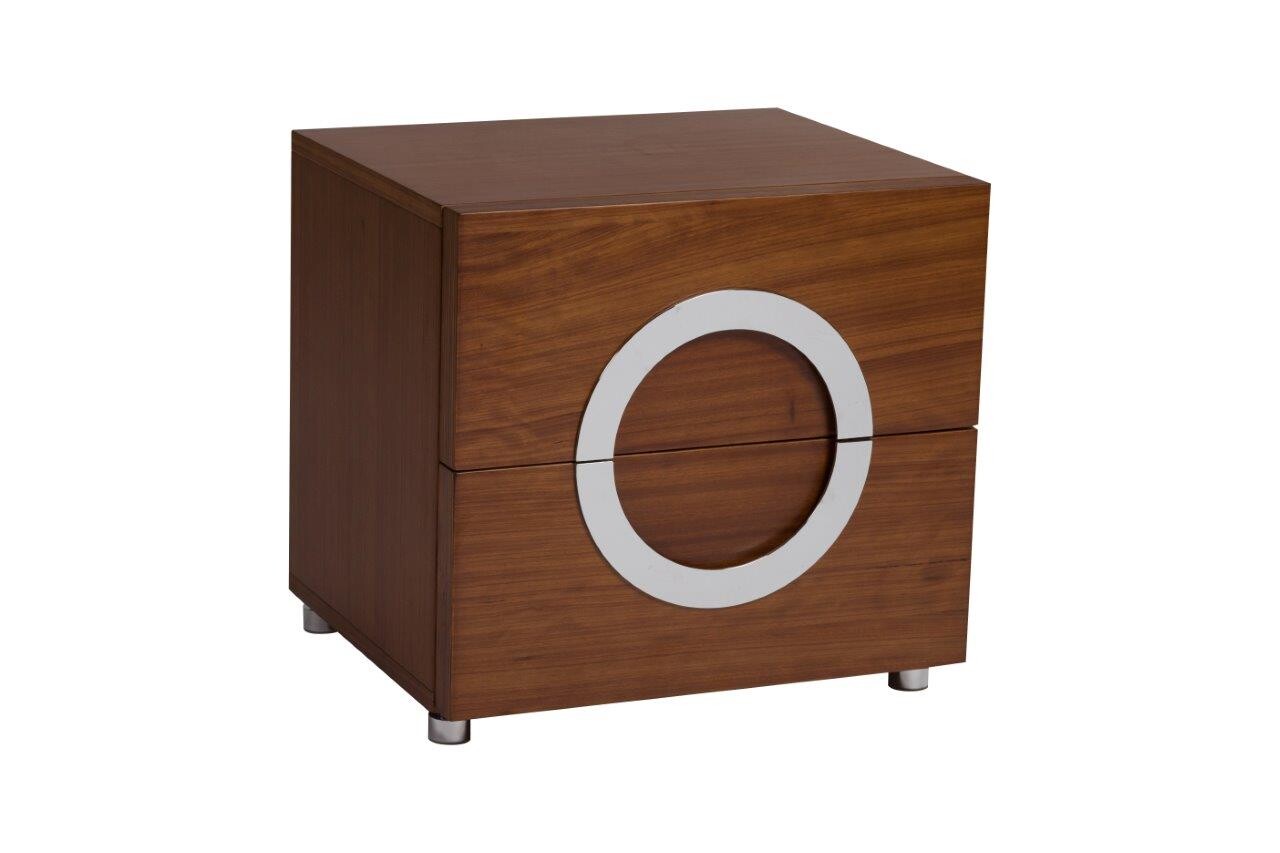 Маленькая прикроватная тумбочка с 2 ящиками деревянная Stella Walnut - изображение 3