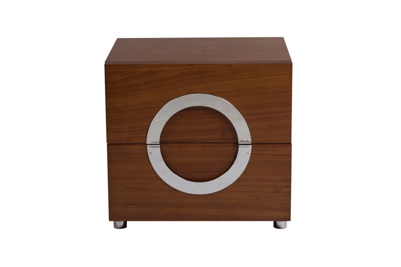 Маленькая прикроватная тумбочка с 2 ящиками деревянная Stella Walnut - изображение 4