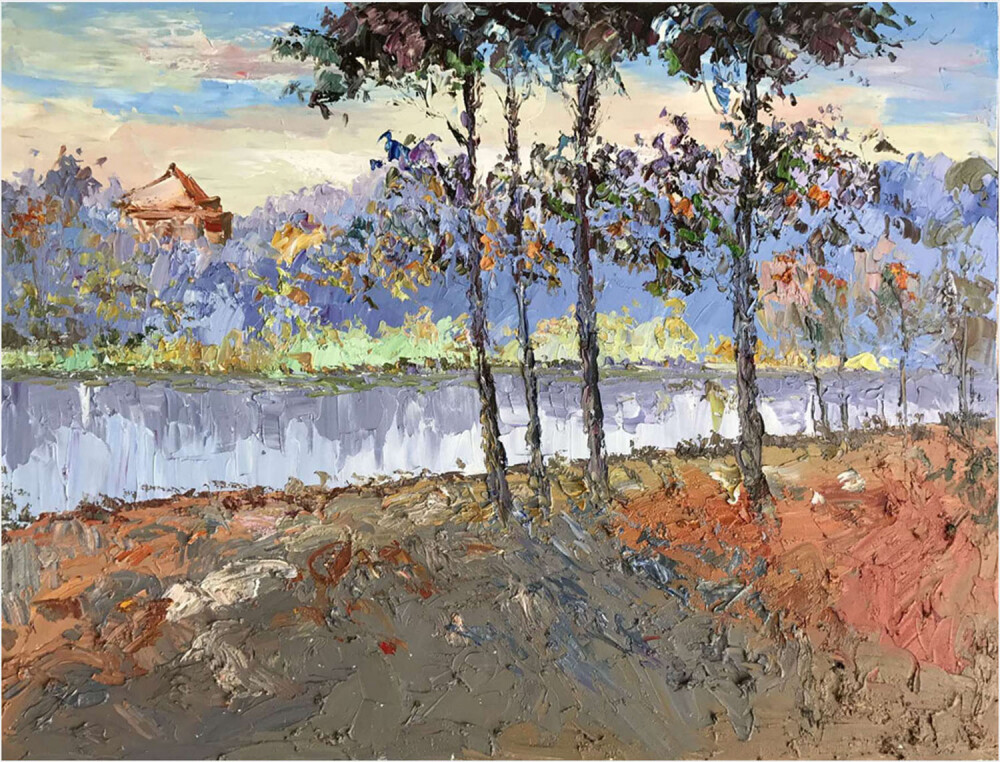 Картина на холсте 120х90 см "Осенний лес"