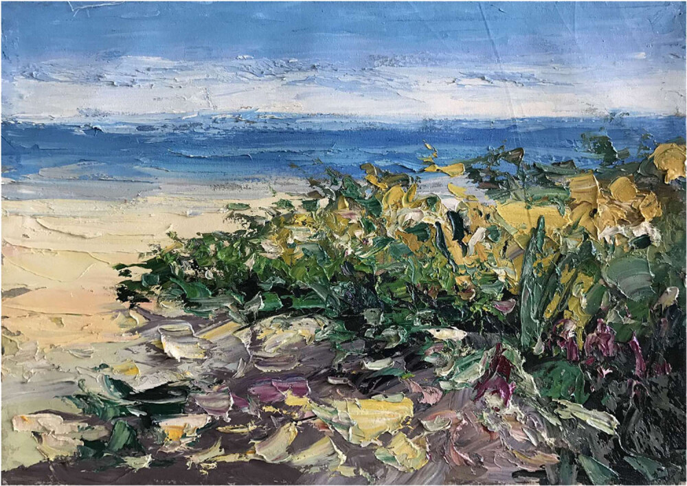 Картина на холсте 100х150 см "Прибрежные цветы"