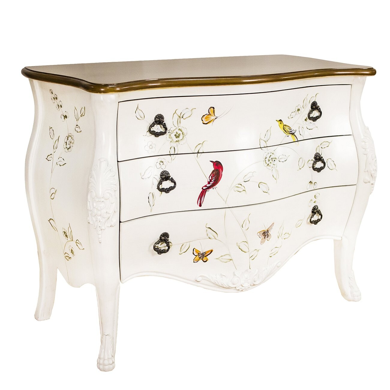 Комод белый с росписью в стиле прованс и 3 ящиками Provecho - изображение 2